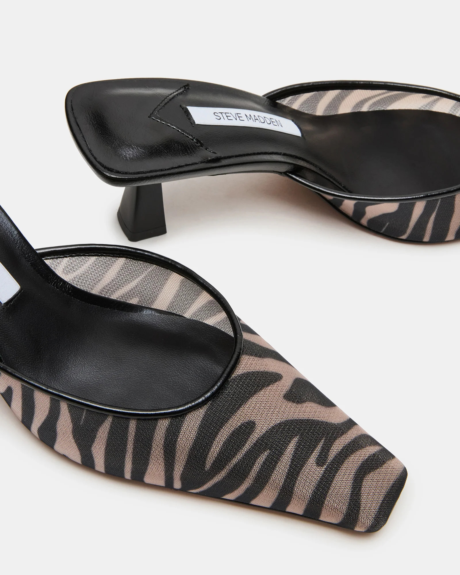 ALYSE Zebra Mesh Square-Toe Mule Women's Kitten Heel | Steve Madden (US)