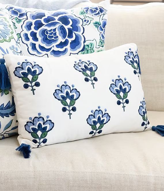 x Mrs. Southern Social Embroidered & Tasseled Rectangular Pillow | Dillards