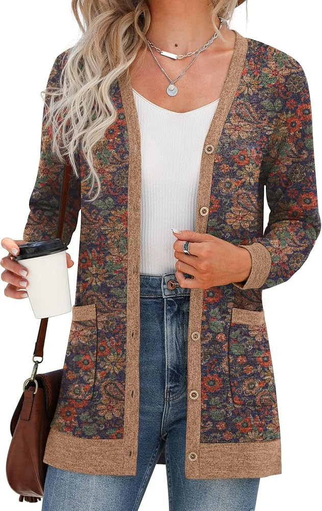 GRECERELLE Cardigan for Women Open Front Button Down Ribbed Knit Lightweight Ladies Sweater Outer... | Amazon (CA)