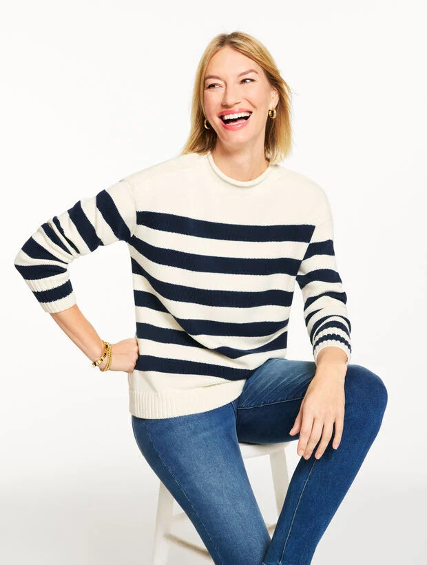The Classic Roll Neck Sweater - Striped | Talbots