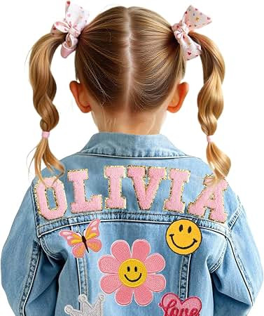 Gowelly Personalized Kids Denim Jacket for Girls Boys with Name Patches | Customized Toddler Deni... | Amazon (US)
