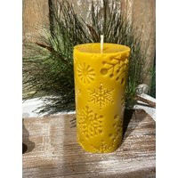 Large Snowflake Beeswax Pillar Candle | Etsy (US)