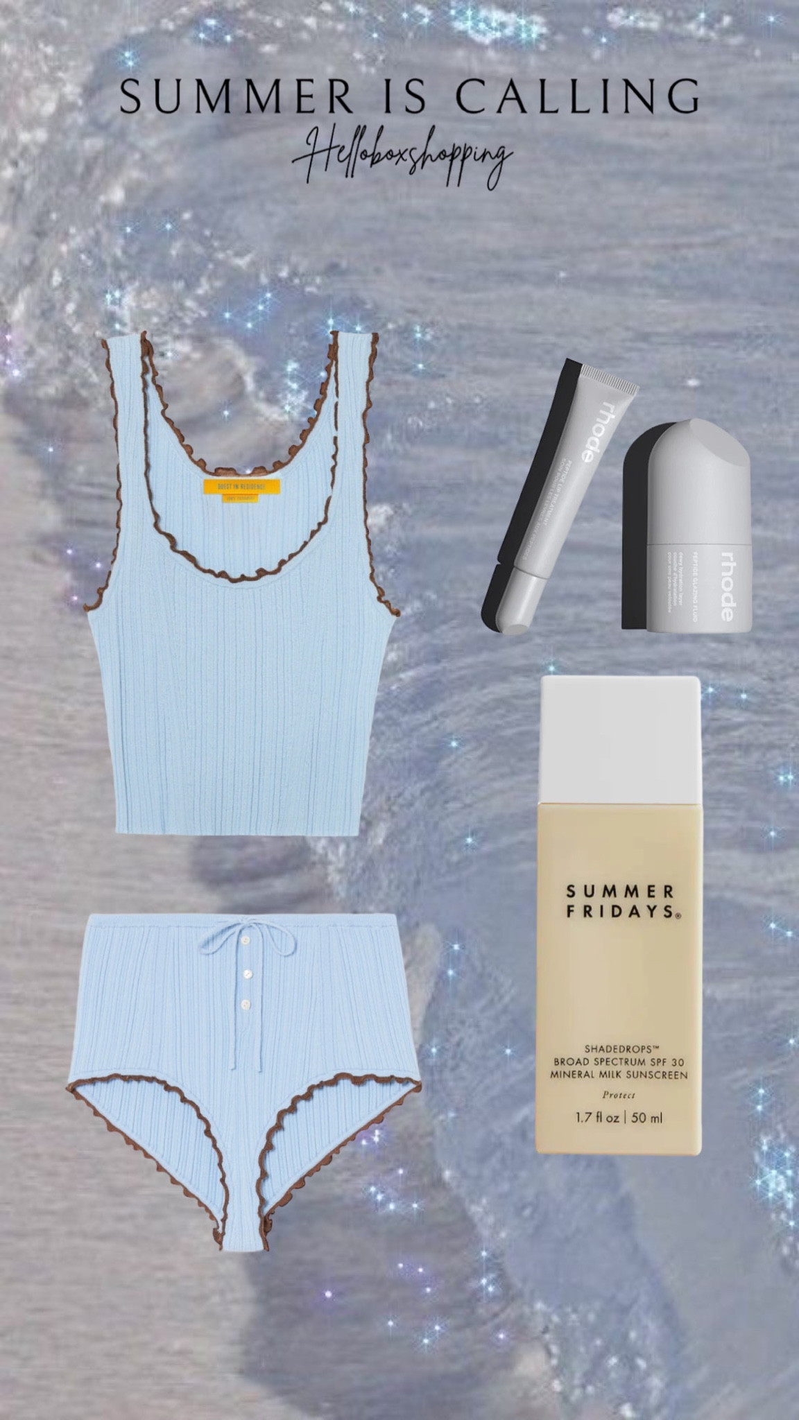 Summer essentials inspired by hailey Bieber 🤍💙

#LTKSeasonal #LTKU #LTKFind