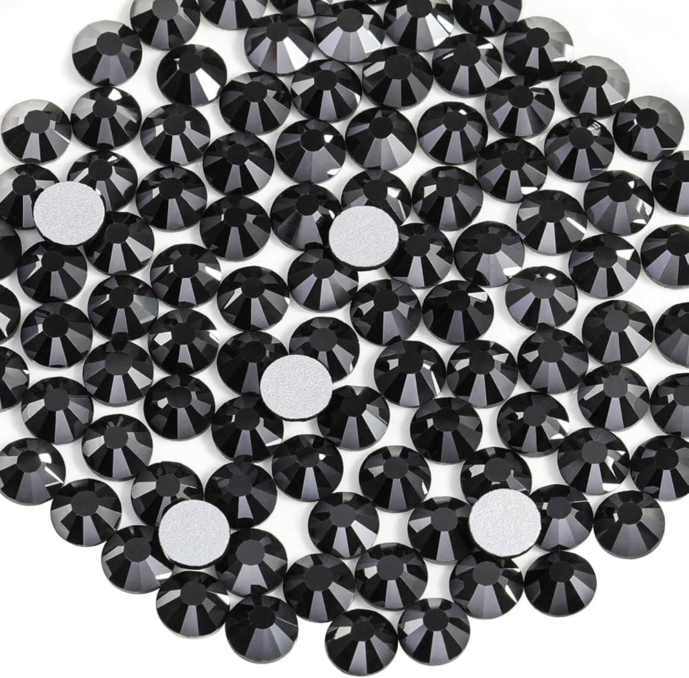 Beadsland 1440pcs Flat Back Crystal Rhinestones Round Gems for Nail Art and Craft Glue Fix, Jet H... | Amazon (US)