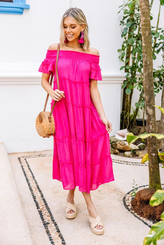 Create Your Joy Fuchsia Pink Tiered Midi Dress | The Mint Julep Boutique