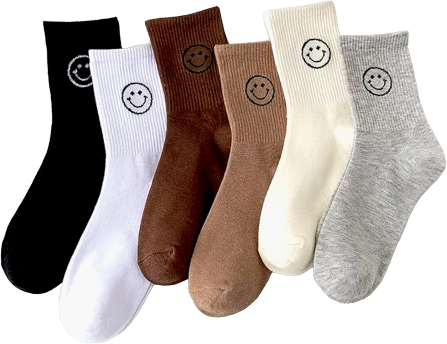 VILAVALI Cute Fun Smile Face Socks for Women Teens Socks Preppy Ankle Socks Soft Cotton Socks wit... | Amazon (US)