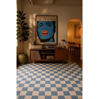 Rug Branch Kids Metro Checkered Harbor Blue Indoor Soft Area Rug - 8' x 11' | Target