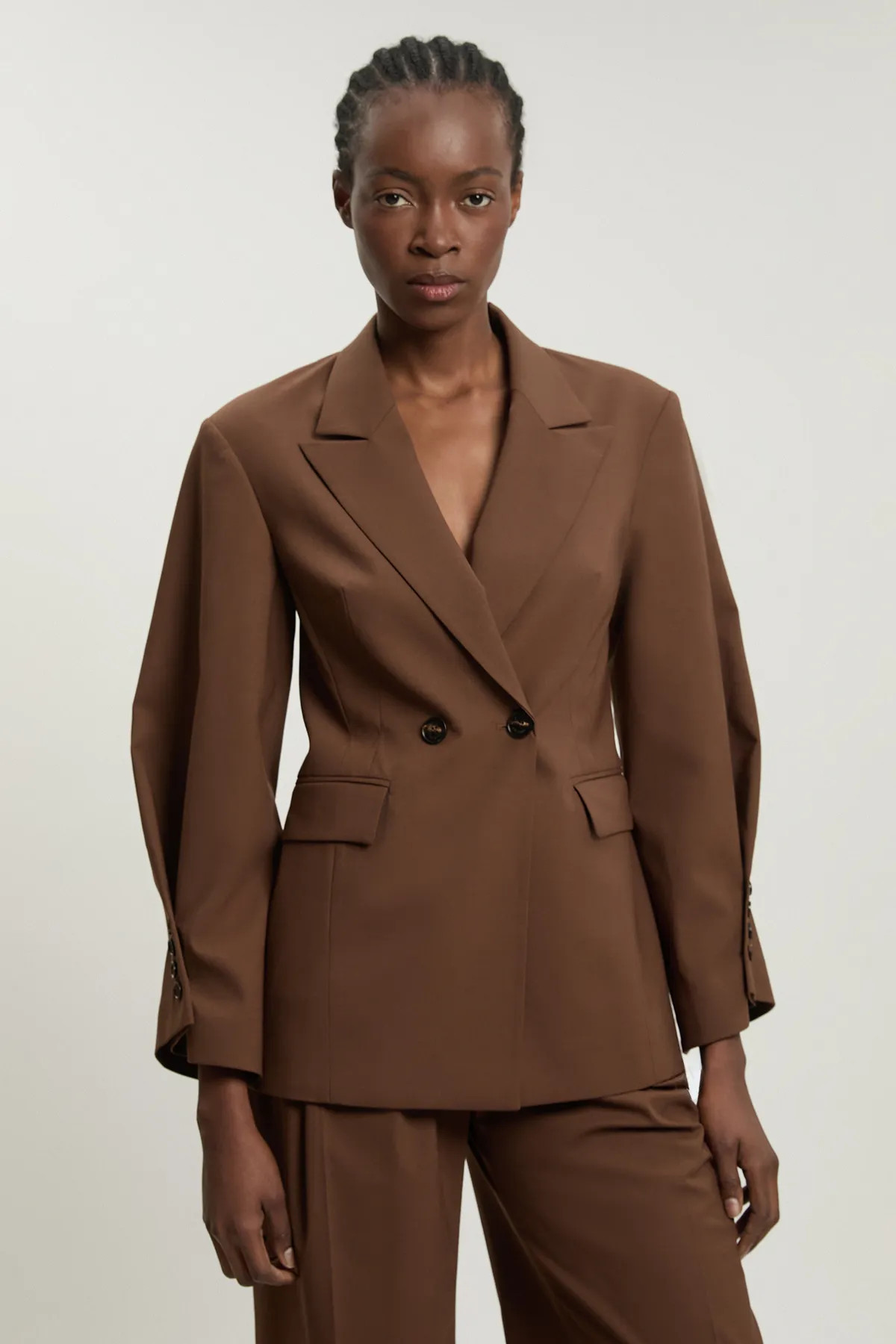 Tailored Strong Shoulder Double Breasted Blazer | Karen Millen