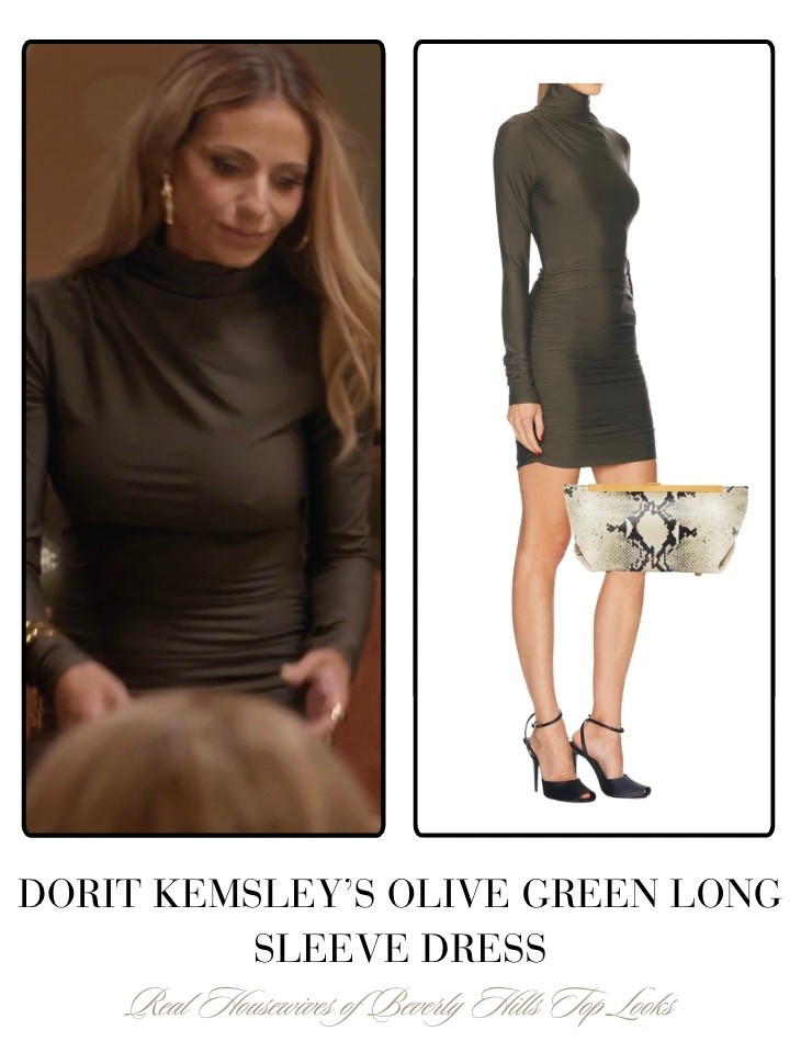 Dorit Kemsley’s Olive Green Long Sleeve Dresss