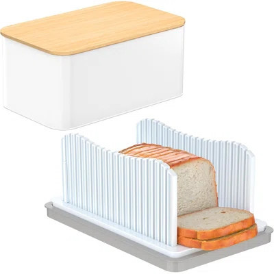 Bread Slicer For Homemade Bread With Bread Box, Foldable Bread Cutter With Crumb Tray, Adjustable Width Bread Slicing Guide For Loafs, Sandwiches, Bag | Wayfair North America