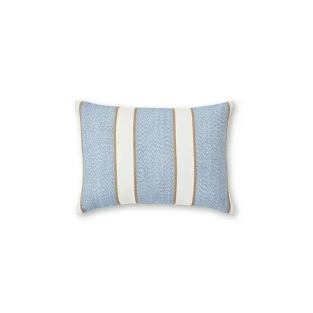 Better Homes & Gardens 18" x 13" Blue Texture Stripe Outdoor Pillow | Walmart (US)