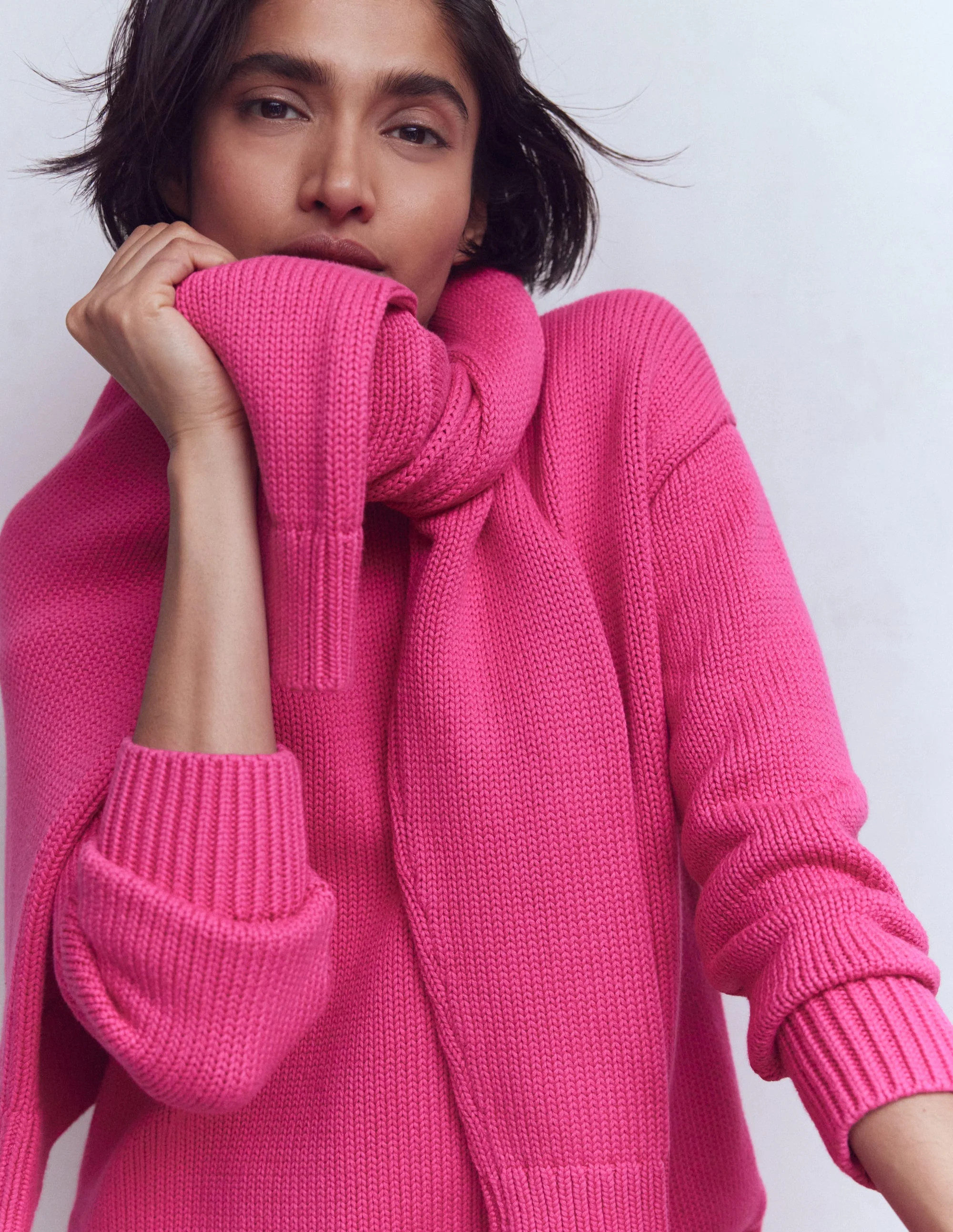 Lucy Oversized Cotton Jumper-Pink Peony | Boden (US)