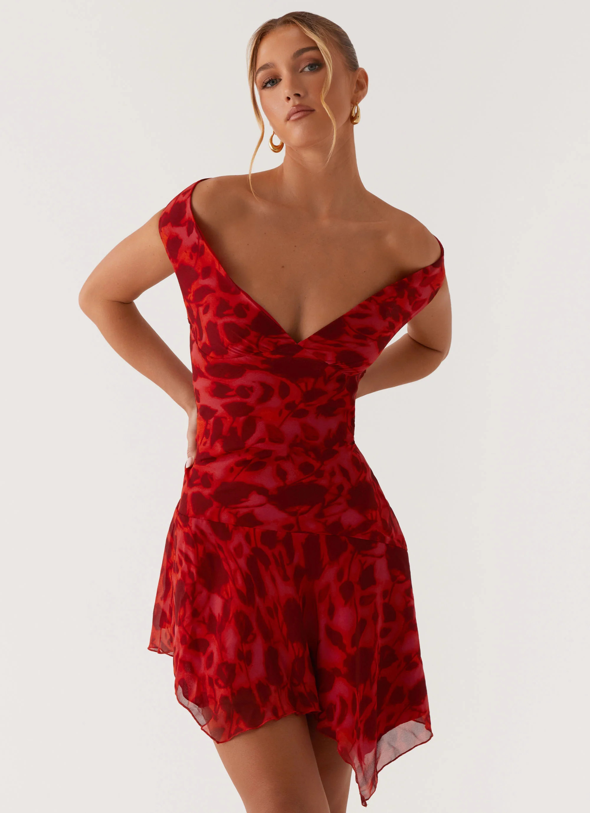 Alma Mini Dress - Deep Red Floral | Peppermayo (Global)