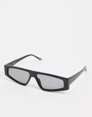 ASOS DESIGN flat top visor sunglasses in black | ASOS (Global)