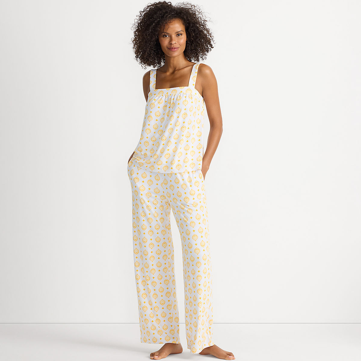 Women's Cooling 2 Piece Pajama Set - Sleeveless Square Neck Top and Pants | Lands' End (US)
