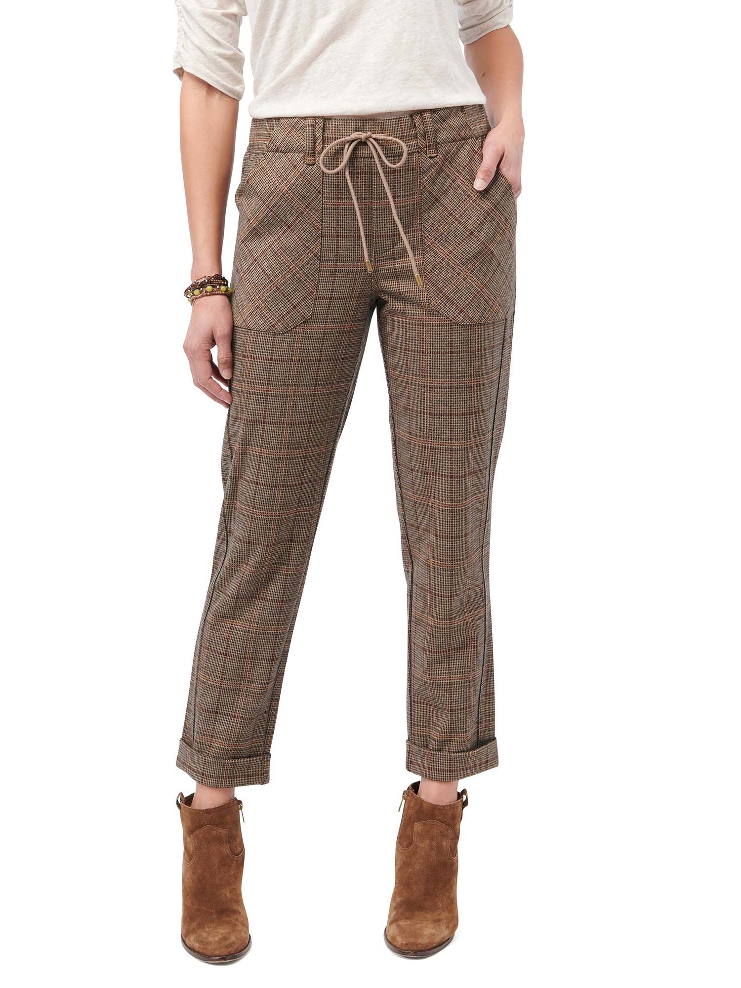 "Ab"leisure High Rise Pull On Plaid Roll Cuff Pants | Democracy Clothing