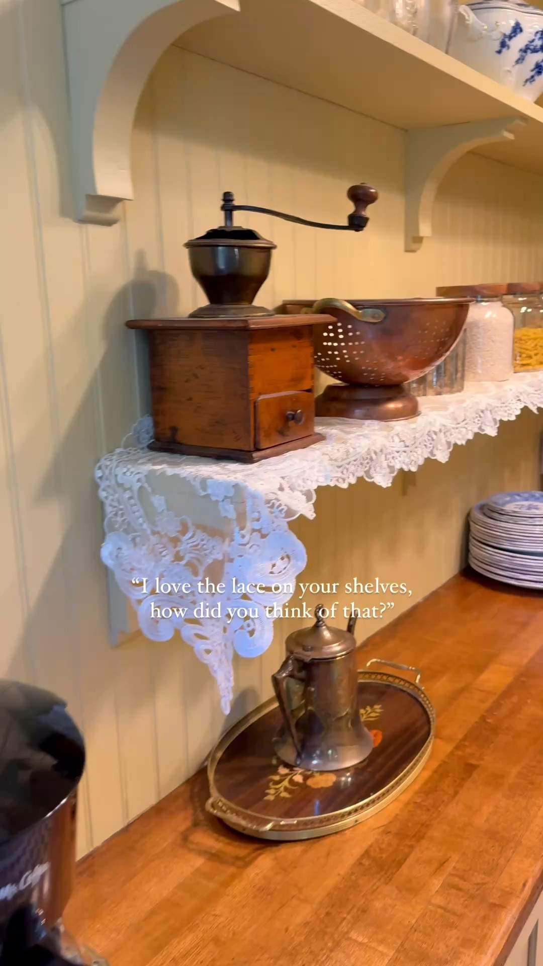 Adding a little lace to any pantry shelf immediately adds a sense of history and character to any newer build. 
#pantry #pantrydesign #kitchenn

#LTKHome