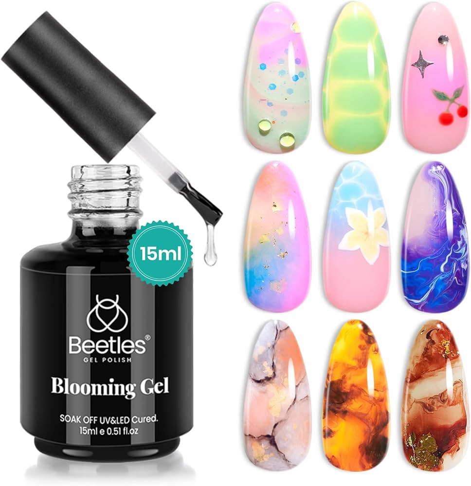 Beetles Nail Blooming Gel 15ml Clear Uv Led Blossom Gel Polish for Spreading Effect Marble Natura... | Amazon (US)