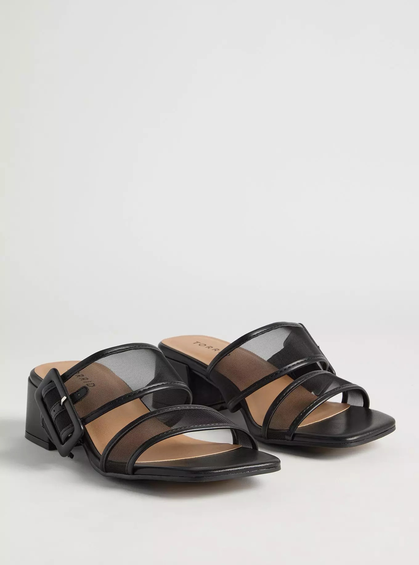Mesh Buckle Double Band Block Heel (WW) | Torrid (US & Canada)