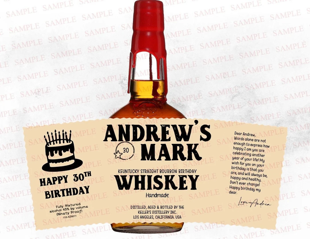 Personalized Bourbon Whiskey Bottle Label, PDF Printed Mark Custom Label, Bourbon Whiskey Label C... | Etsy (US)