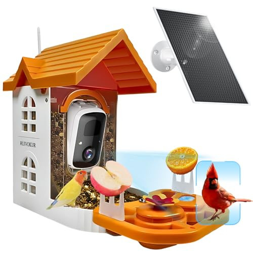 Smart Bird Feeder with Camera, 2.4GHz WiFi Watching Camera Bird Feeders for Outdoors Solar Powered, AI Identify 11,000 Birds Species, Instant Arrival Alerts, Auto Capture 2K HD Live Videos | Amazon (US)