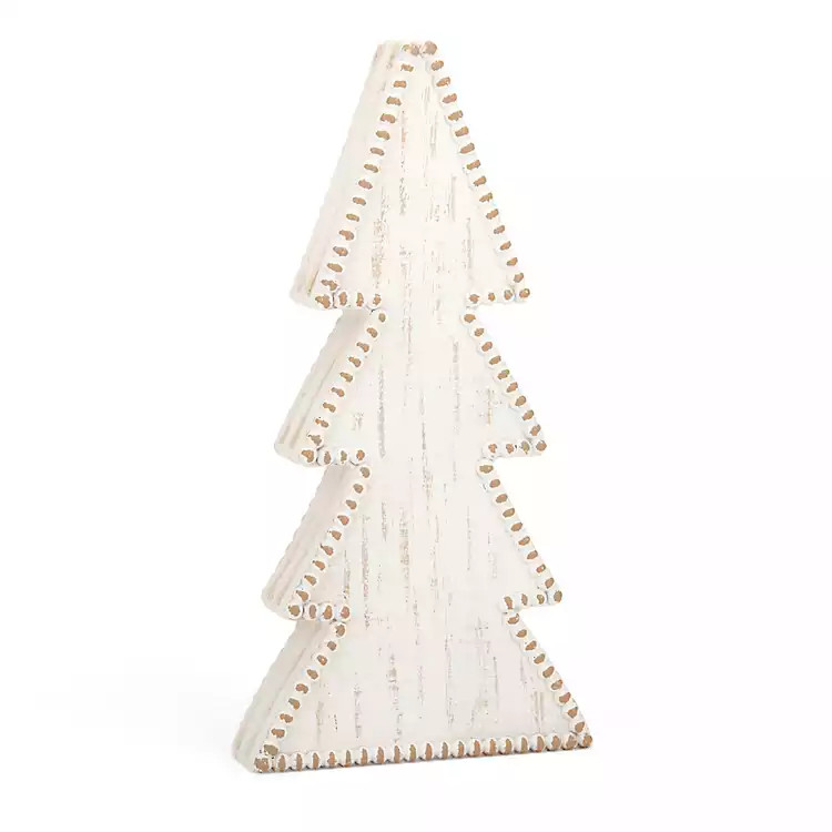 White Wood Beaded Edge Christmas Tree, 15 in. | Kirklands