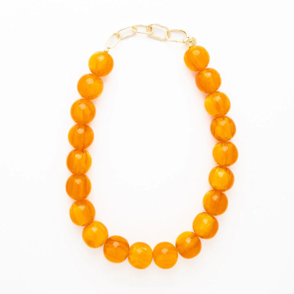 Iris Large Resin Bead Necklace Amber | INK+ALLOY