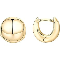 PAVOI 14K Gold Plated 925 Sterling Silver Post Ultra Thick Huggie Earring | Women's Mini Hoop Ear... | Amazon (US)