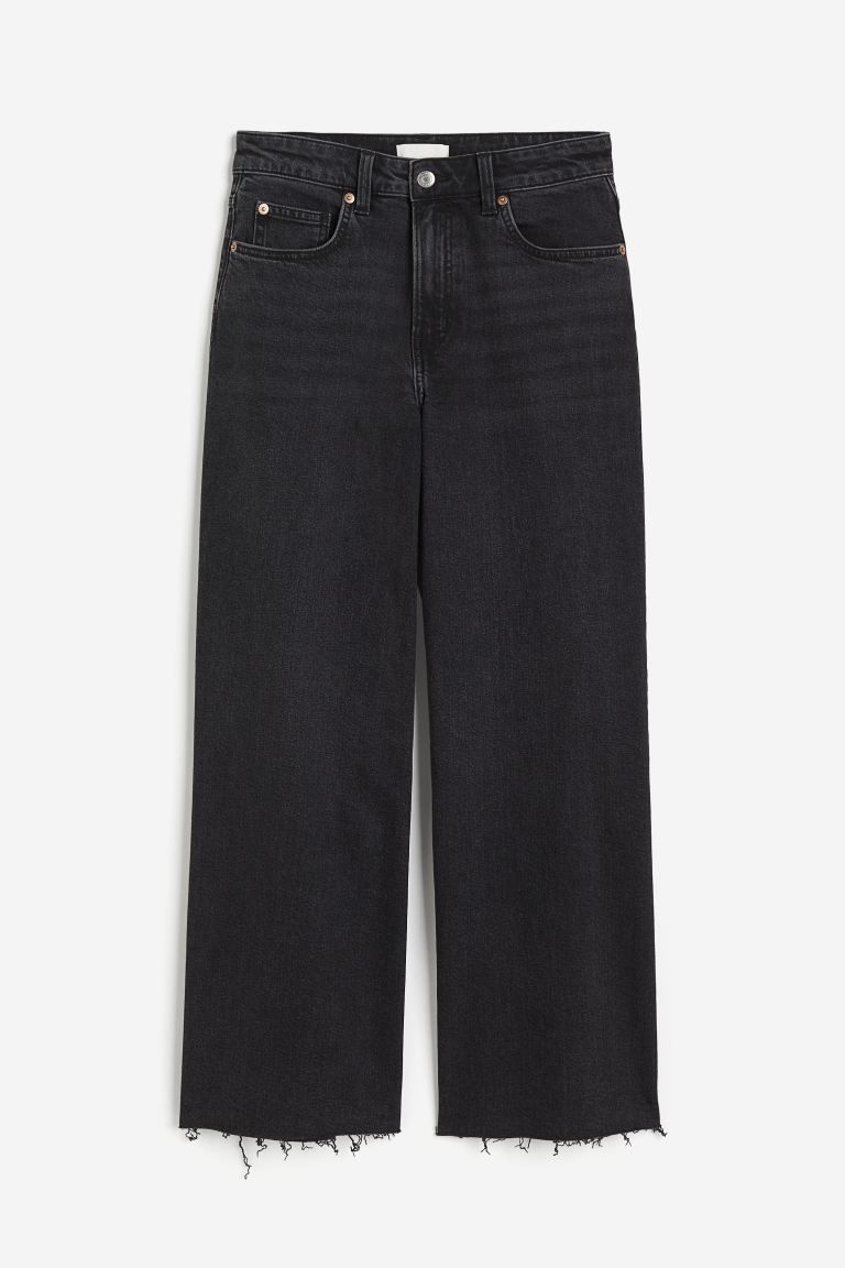 Wide High Ankle Jeans - Dark denim grey - Ladies | H&M GB | H&M (UK, MY, IN, SG, PH, TW, HK)