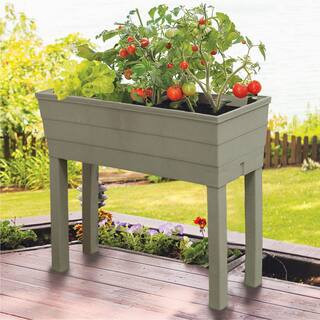 33 in. L x 13 in. W x 29 in. H Driftwood Gray Resin Elevated Garden Bed | The Home Depot