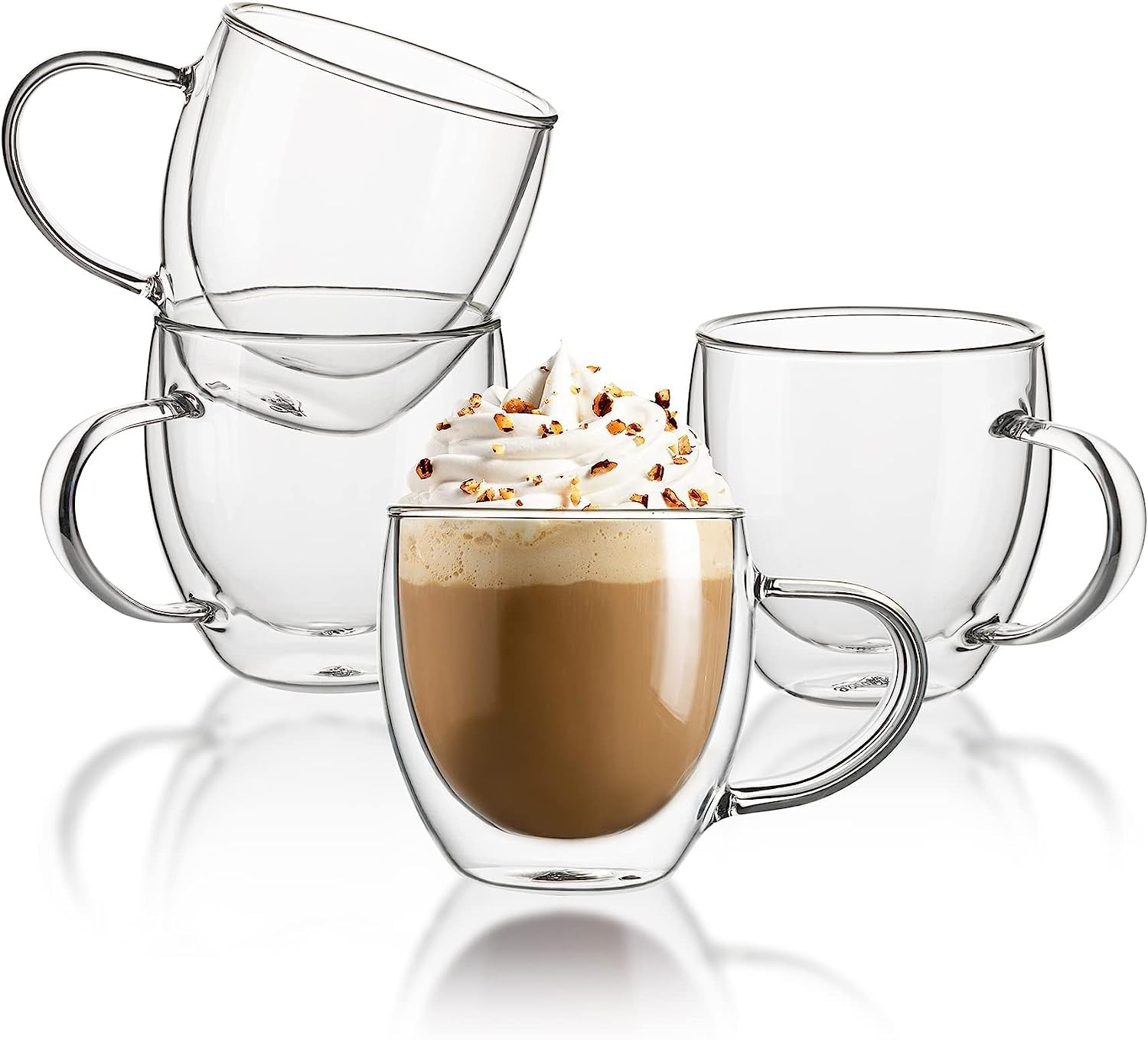 Sweese Clear Coffee Mugs - 8 oz Double Wall Glass Coffee Mugs Set of 4, Perfect for Espresso, Lat... | Amazon (US)