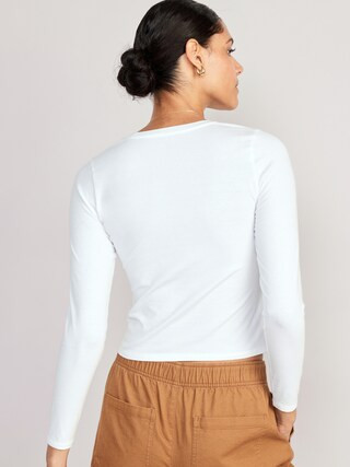 Fitted Long-Sleeve Cropped T-Shirt for Women | Old Navy (US)