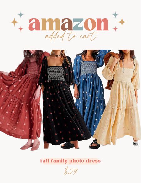 Amazon find! Fall family photo dress option. Maxi dress for fall. Free people lookalike 

#LTKfindsunder50 #LTKfamily #LTKstyletip