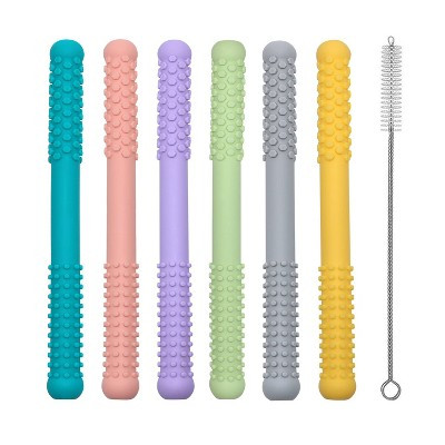 Silicone Baby Teething Tubes 5 Pack for Infants, Hollow Chew Straw Teethers for Babies 6–12 Months, | Target
