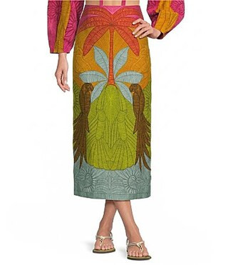 Farm Rio Usiacuri Floral Print High Rise Linen Maxi Skirt - S | Dillard's