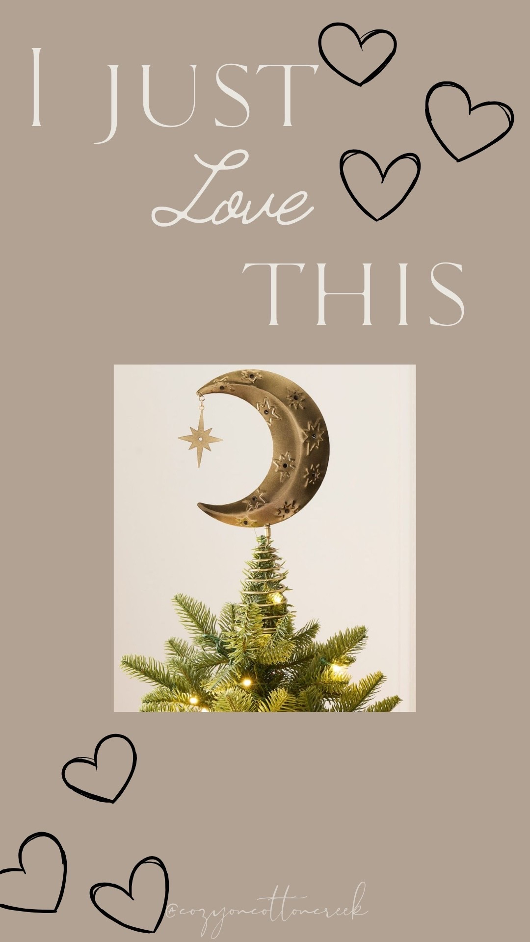 Gorgeous light up tree topper from @west elm 
Love this celestial themed Christmas so much!