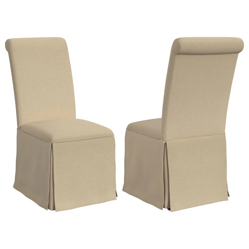Dulles Upholstered Skirted Parson Dining Side Chair White (Set Of 2) (Set of 2) | Wayfair North America