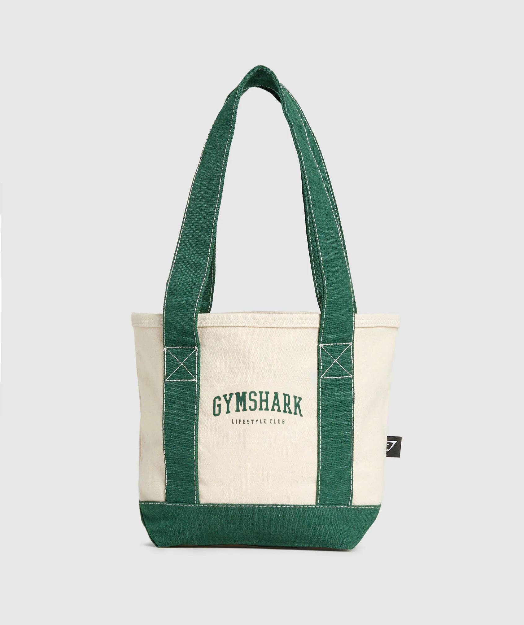 Gymshark Collegiate Mini Tote - Oat White/Classic Green | Gymshark US