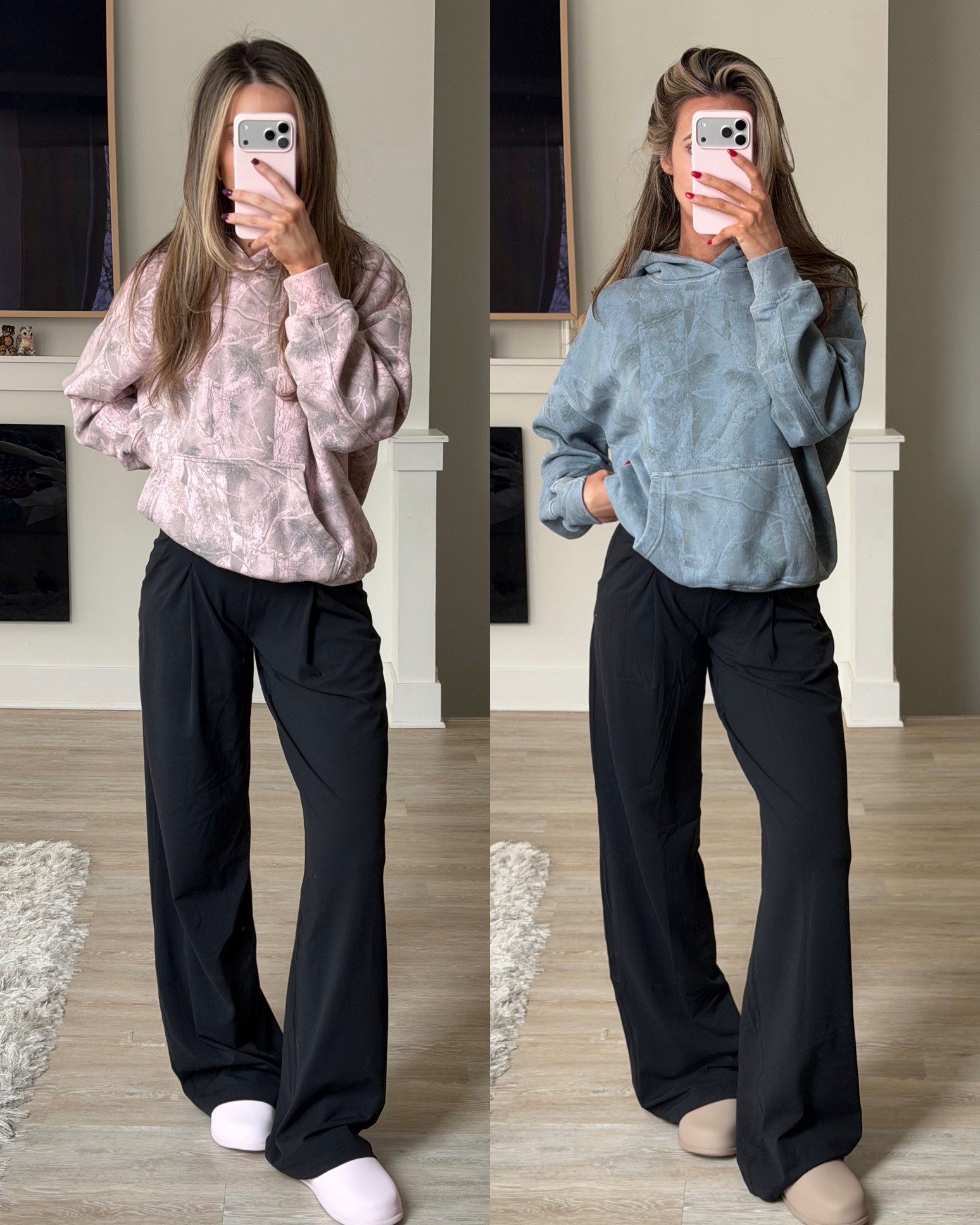 Twinning! Colored camo is my fav 🫶🏼 wearing XS in hoodie & 2 long in pants! 