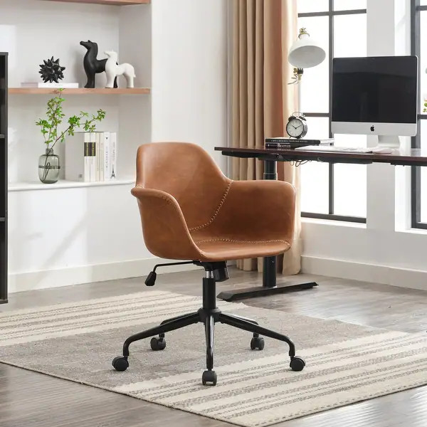 Mid-Century Modern Office Chair,Rolling Swivel Height Adjustable Ergonomic Chair with Frame/Arms ... | Bed Bath & Beyond