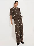 Polka Dot Peplum Denim Blouse and Wide Leg Jeans Co-ord | George