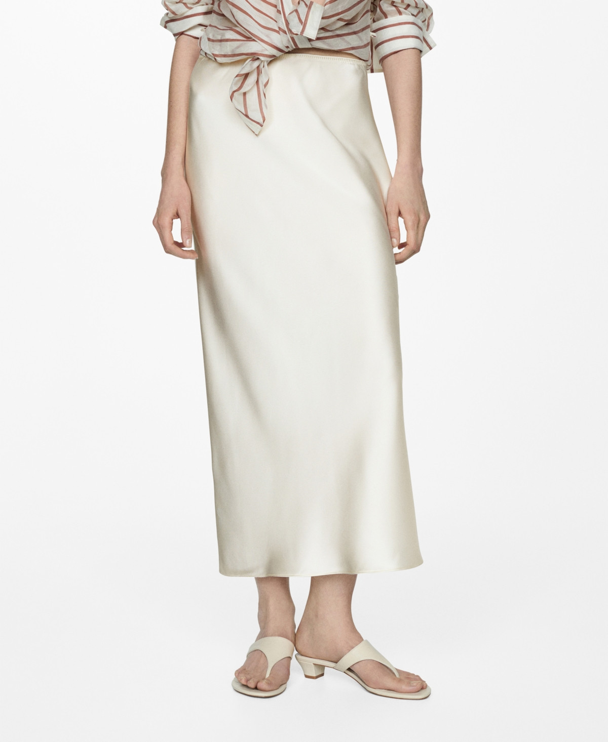 Mango Women's Midi Satin Skirt - Light Beige | Macy's