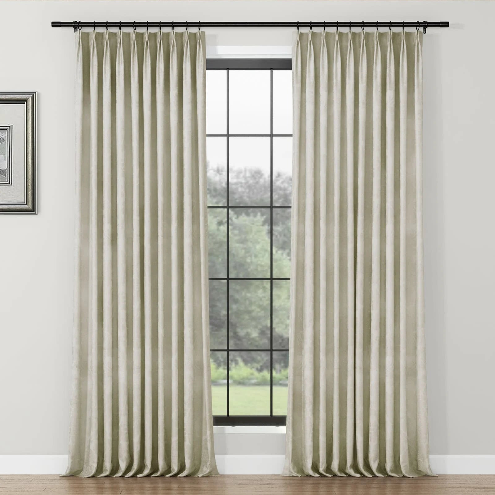 Lydia Plants Jacquard Curtain Pleated - Golden Cream D201-3 | TWOPAGES