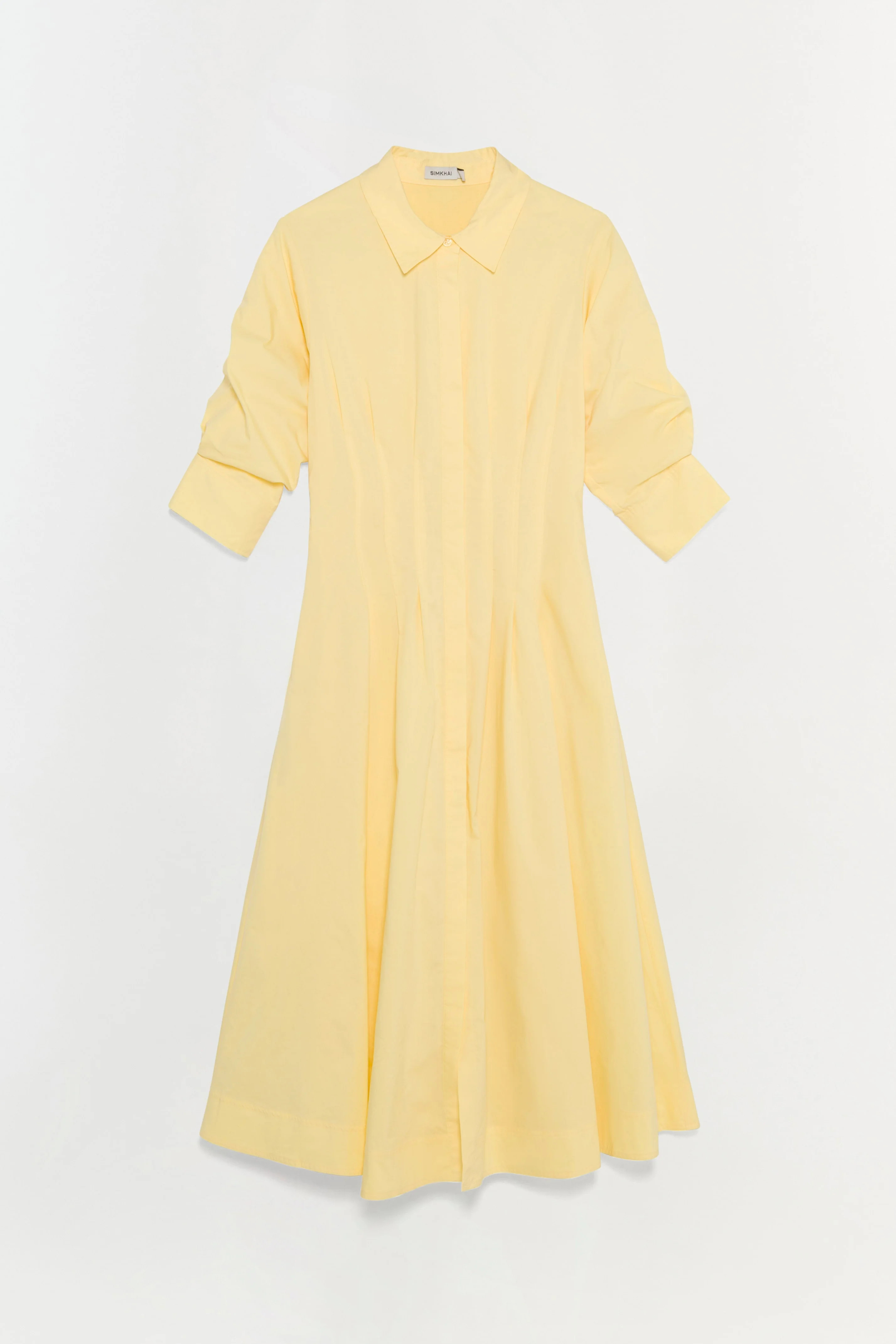 SIMKHAI Women's Jazz Cotton Pintuck Midi Dress in Buttercream, Size Medium | Simkhai