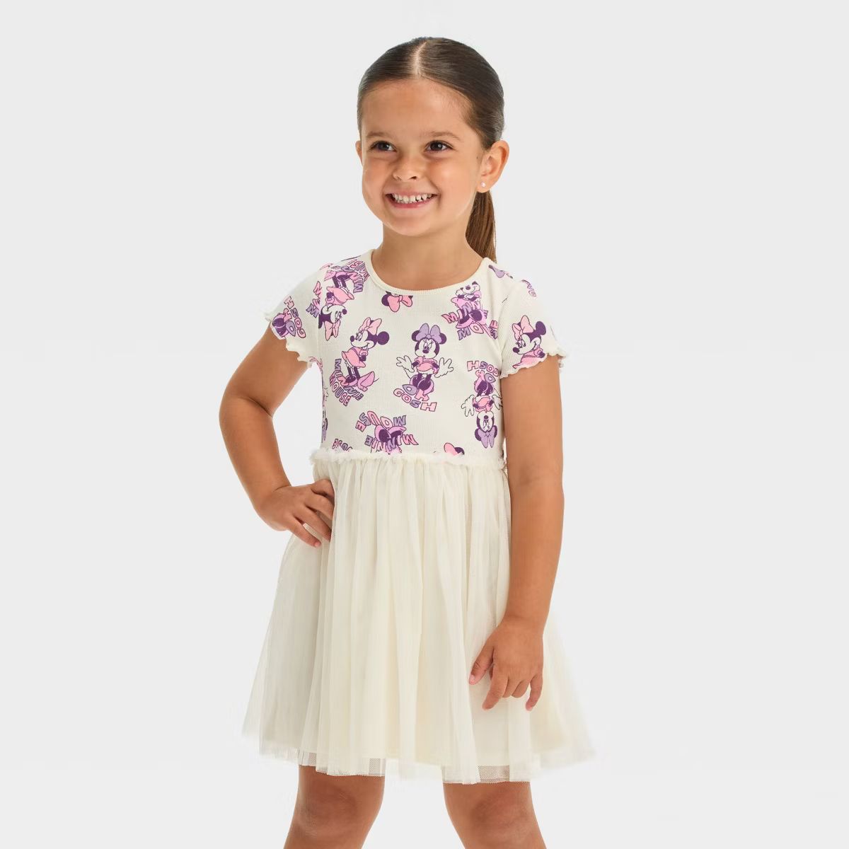 Toddler Girls' Disney Minnie Mouse Soft Tulle Dress - Cream | Target