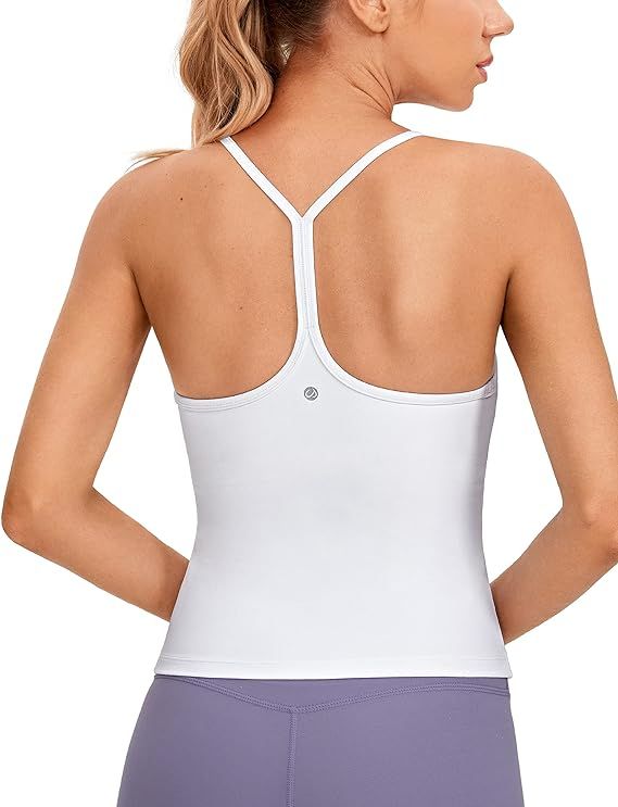 CRZ YOGA Butterluxe Womens Workout Racerback Tank Top with Built in Bra - Scoop Neck Spaghetti St... | Amazon (US)