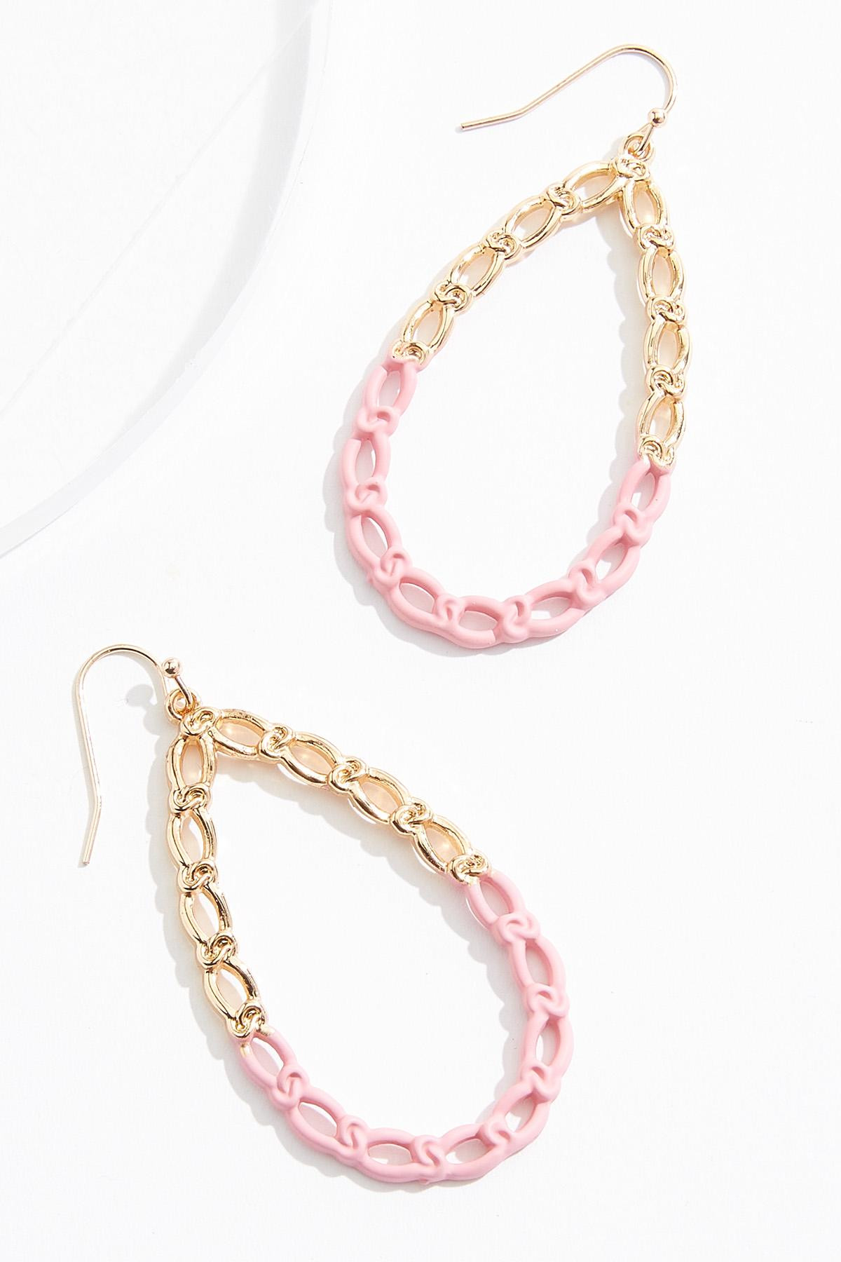 Half Rubber Gold Knot Chain Tear Earrings | Cato Fashions