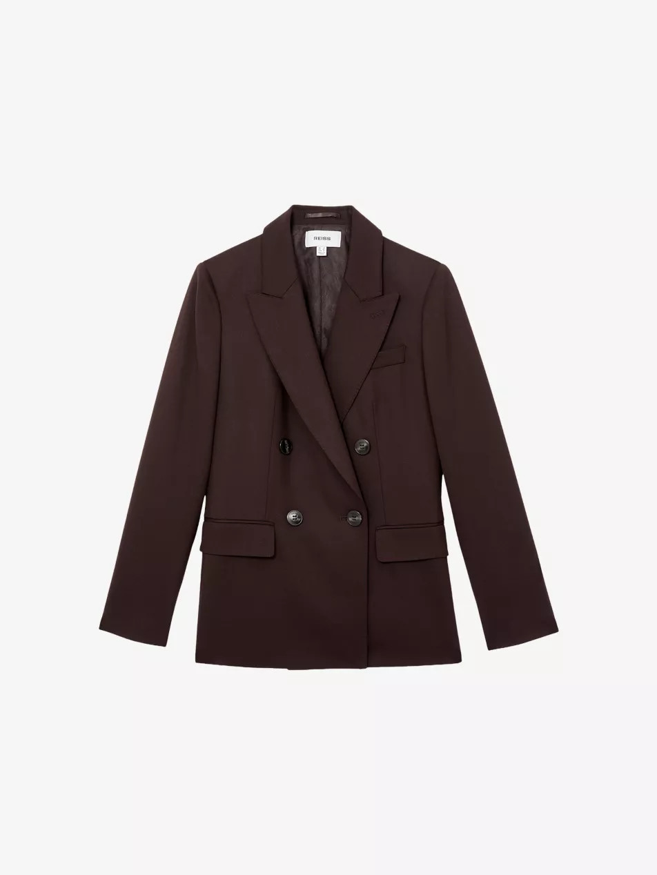 Solene Peak-Lapel Double-Breasted Stretch Wool-Blend Blazer | Selfridges