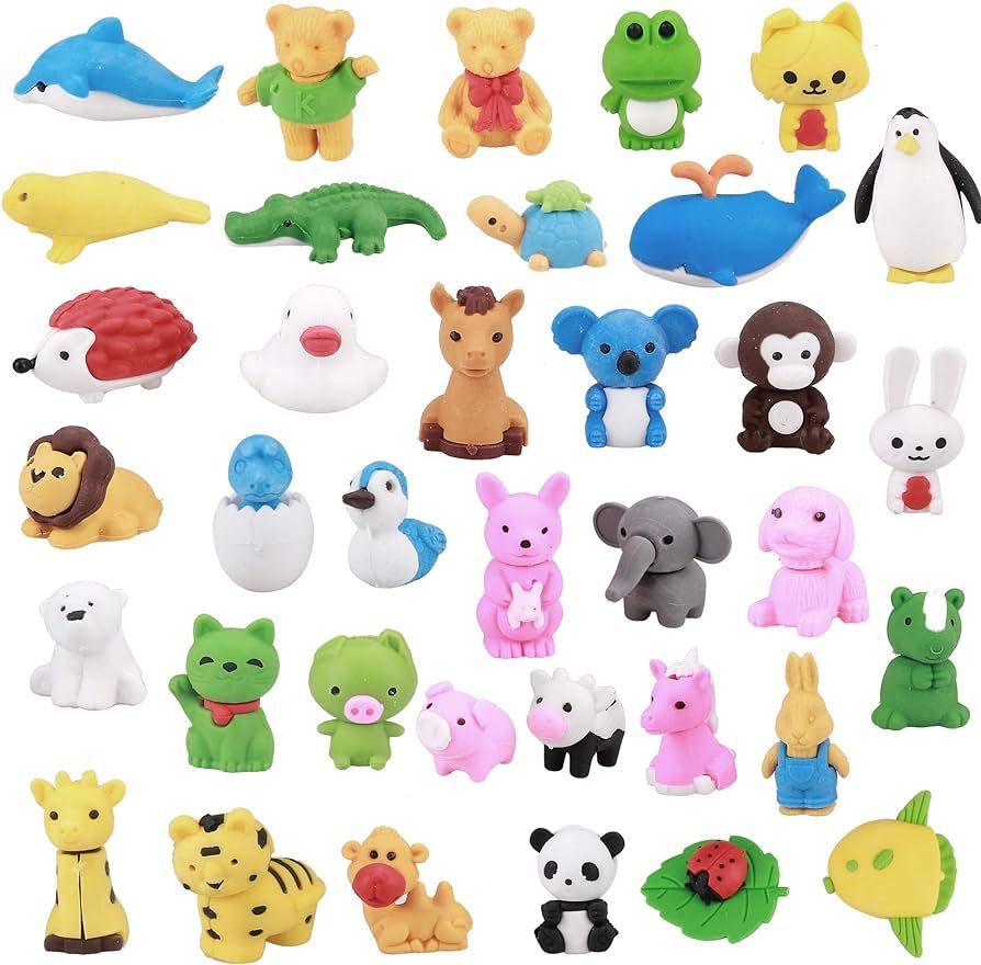 Greentime Animal Erasers, 32Pcs Puzzle Toys Erasers 3D Mini Take-Apart Erasers Desk Pets | Amazon (US)