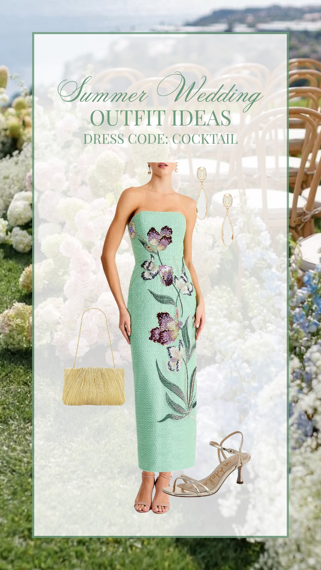 Summer cocktail wedding guest outfit idea!